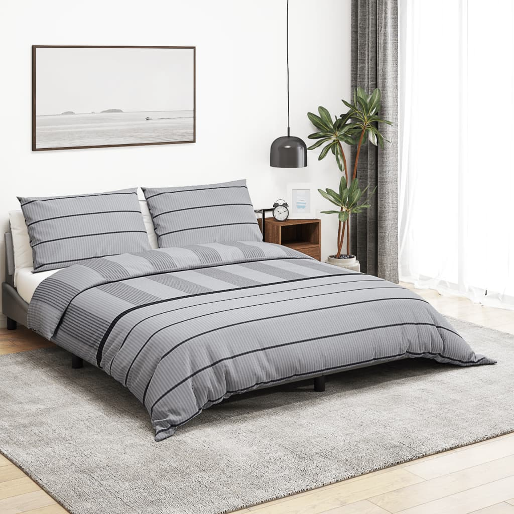 vidaXL Duvet Cover Set Grey 240x220 cm Cotton