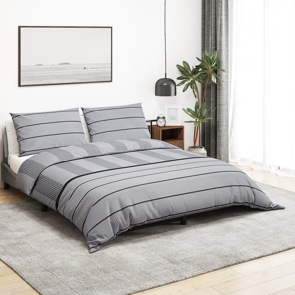 vidaXL Duvet Cover Set Grey 225x220 cm Cotton