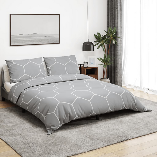 vidaXL Duvet Cover Set Grey 220x240 cm Cotton