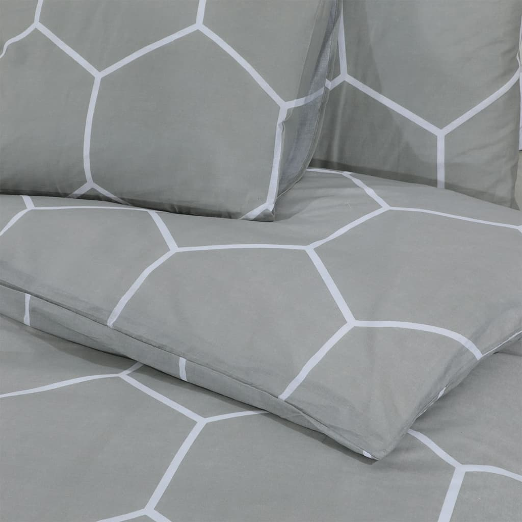 vidaXL Duvet Cover Set Grey 155x220 cm Cotton