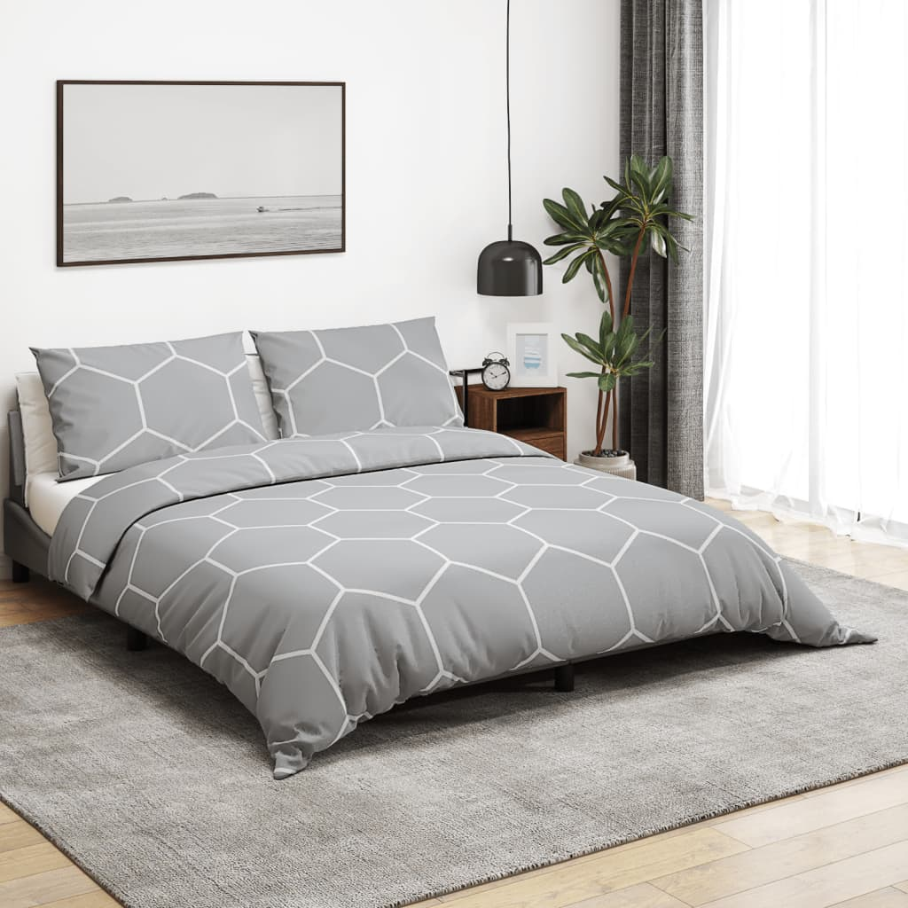 vidaXL Duvet Cover Set Grey 140x200 cm Cotton