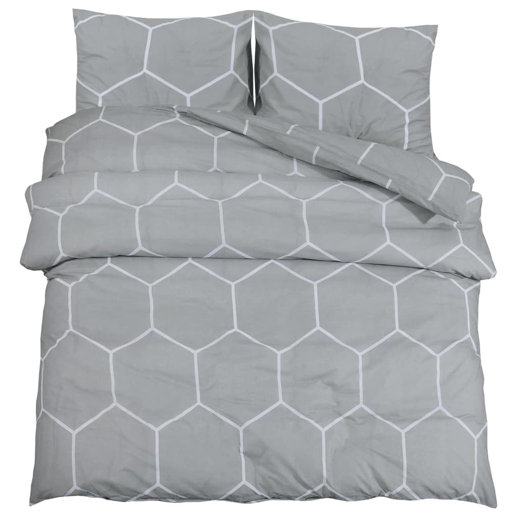 vidaXL Duvet Cover Set Grey 140x200 cm Cotton