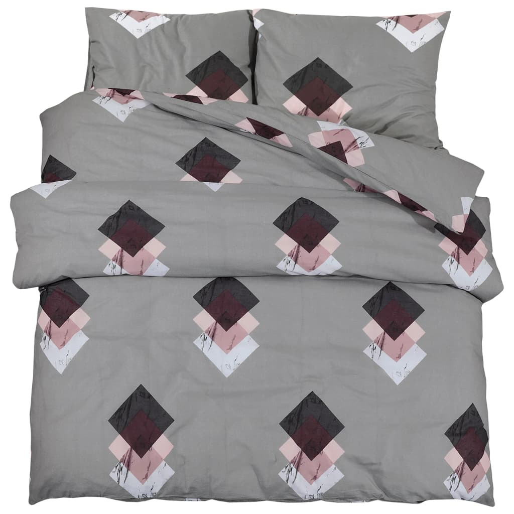 vidaXL Duvet Cover Set Grey 140x200 cm Cotton