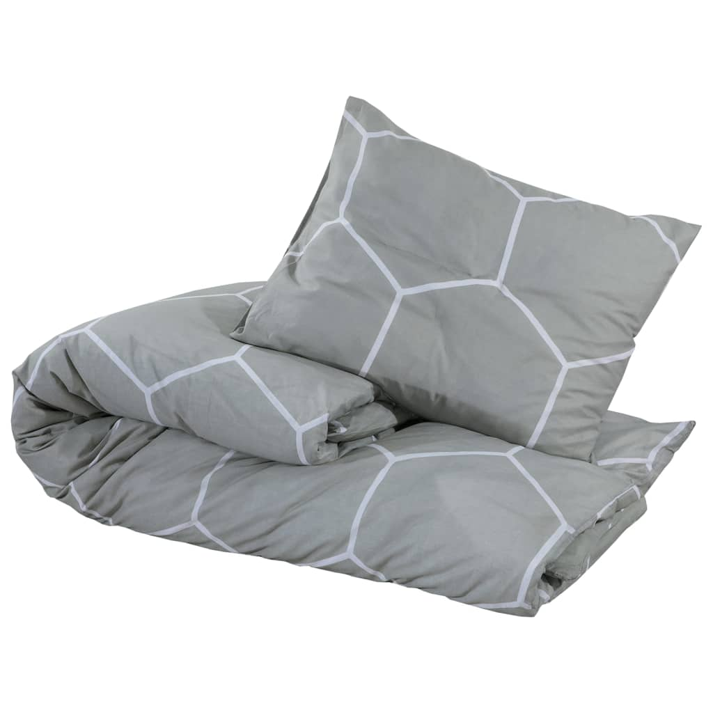 vidaXL Duvet Cover Set Grey 225x220 cm Cotton