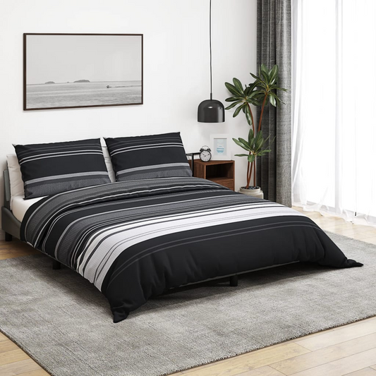 vidaXL Duvet Cover Set Black and White 200x200 cm Cotton