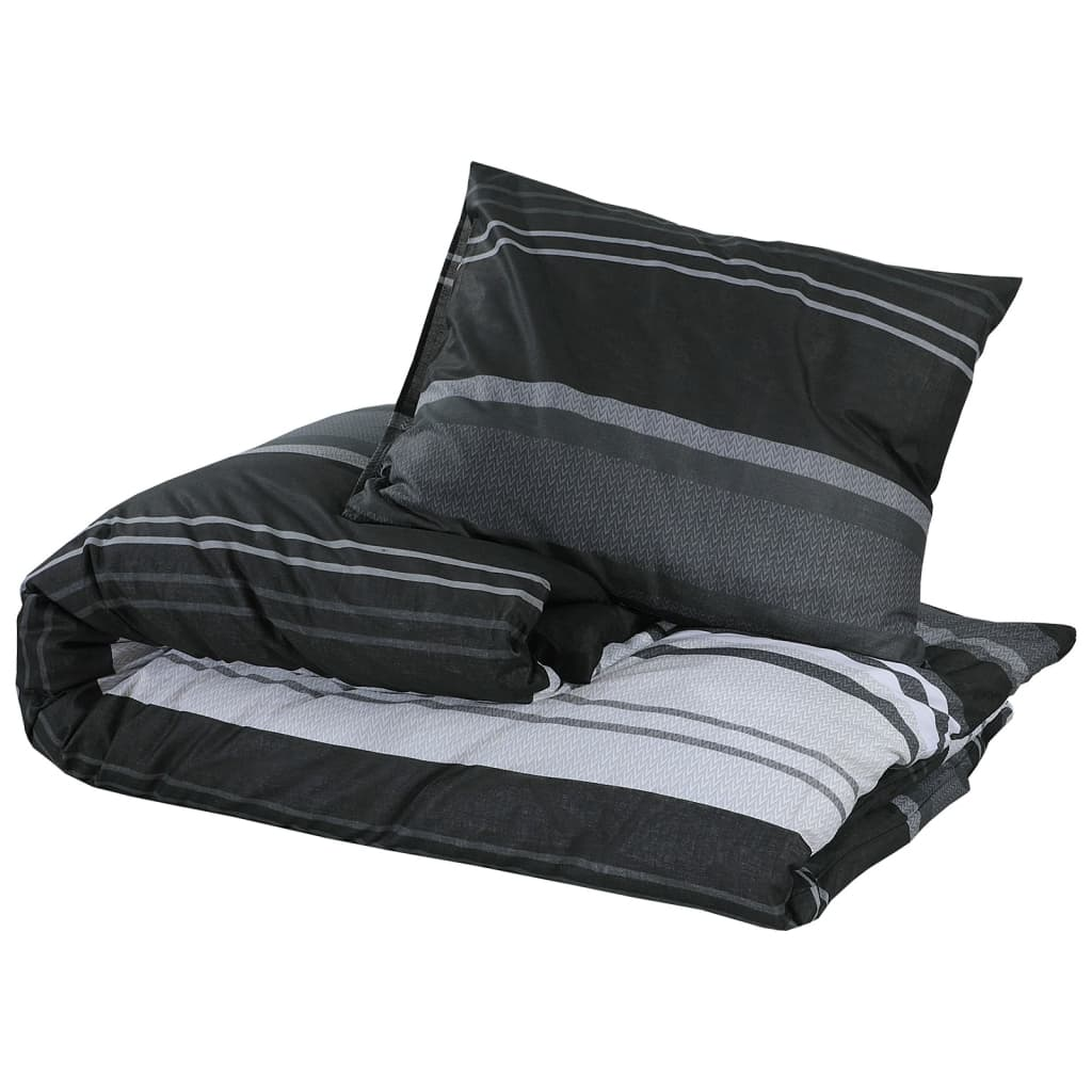 vidaXL Duvet Cover Set Black and White 140x200 cm Cotton