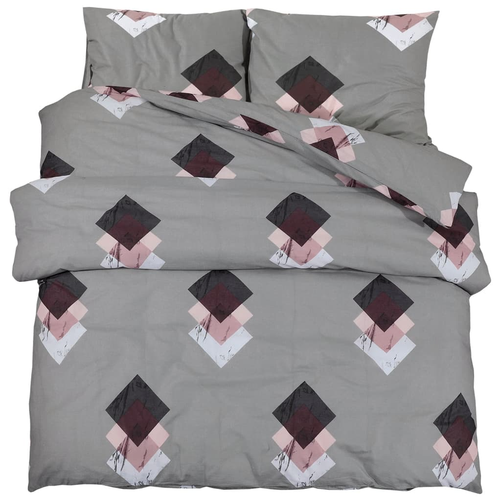 vidaXL Duvet Cover Set Grey 220x240 cm Cotton