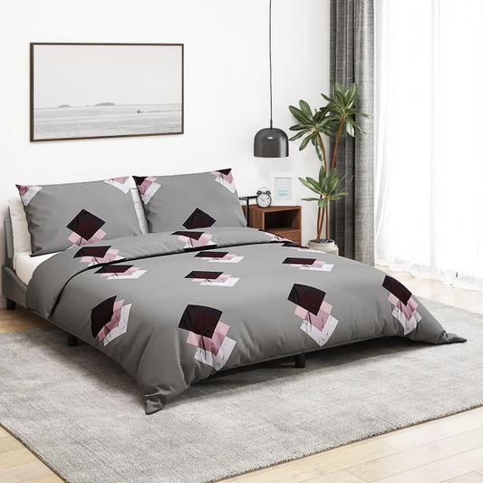 vidaXL Duvet Cover Set Grey 260x220 cm Cotton