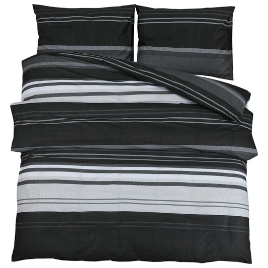 vidaXL Duvet Cover Set Black and White 260x240 cm Cotton