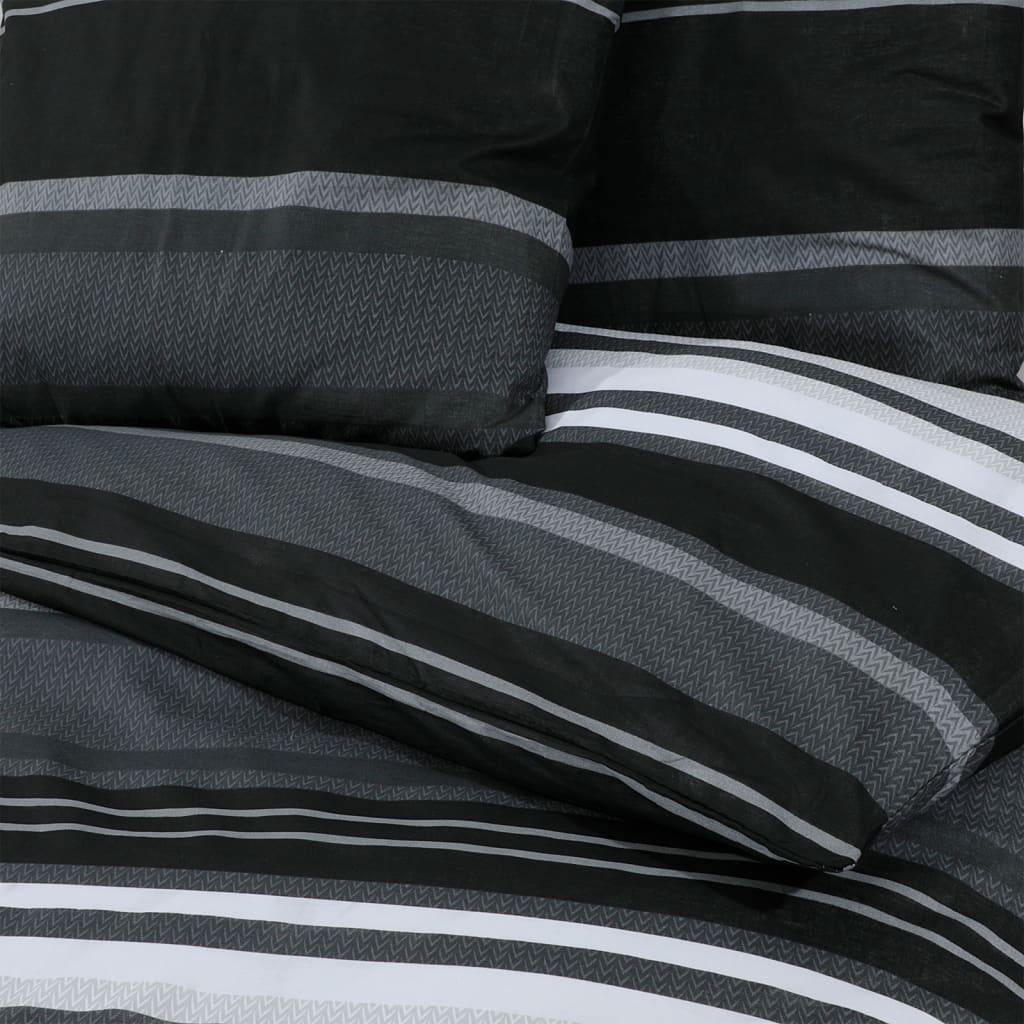 vidaXL Duvet Cover Set Black and White 220x240 cm Cotton