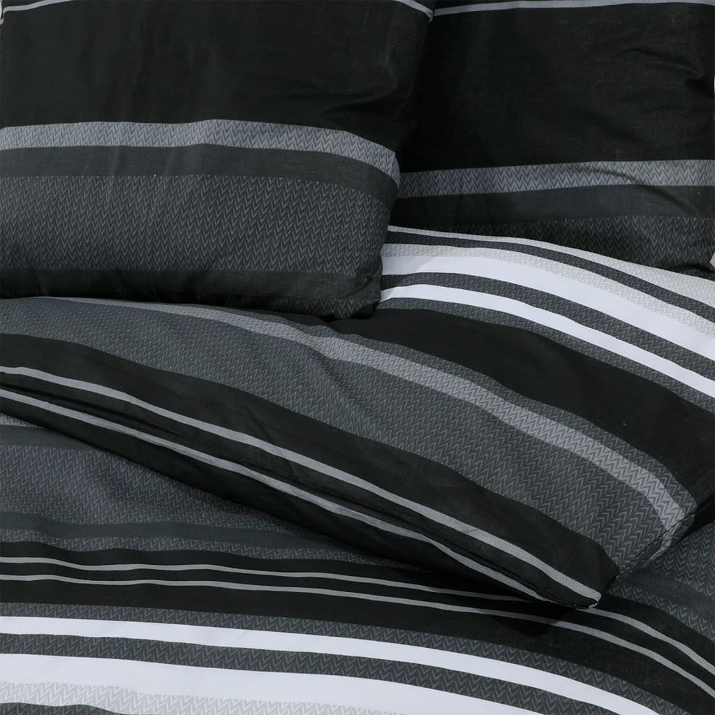 vidaXL Duvet Cover Set Black and White 140x200 cm Cotton