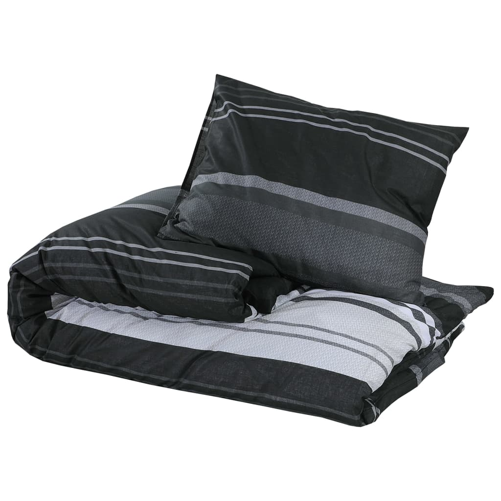 vidaXL Duvet Cover Set Black and White 240x220 cm Cotton