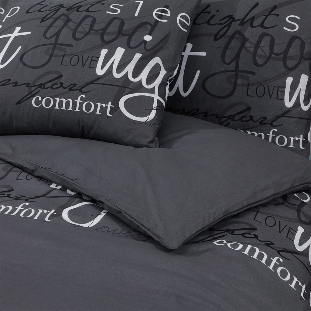 vidaXL Duvet Cover Set Black 260x220 cm Cotton