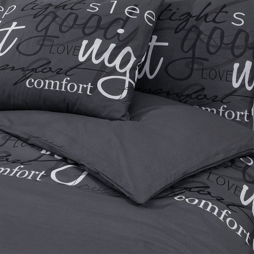 vidaXL Duvet Cover Set Black 200x220 cm Cotton