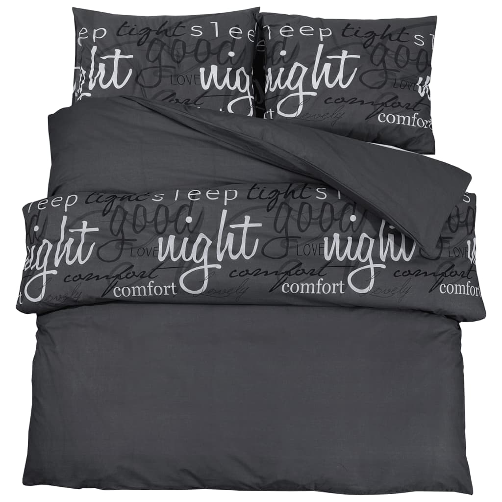 vidaXL Duvet Cover Set Black 140x200 cm Cotton