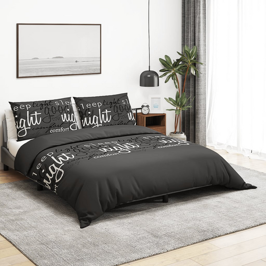 vidaXL Duvet Cover Set Black 240x220 cm Cotton