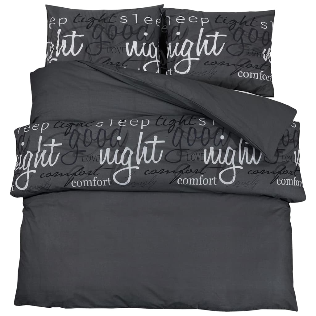 vidaXL Duvet Cover Set Black 155x220 cm Cotton