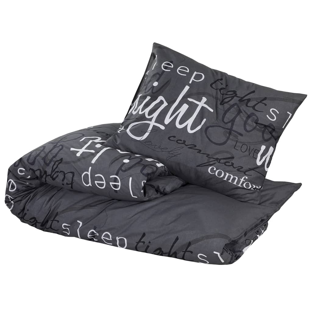 vidaXL Duvet Cover Set Black 155x220 cm Cotton