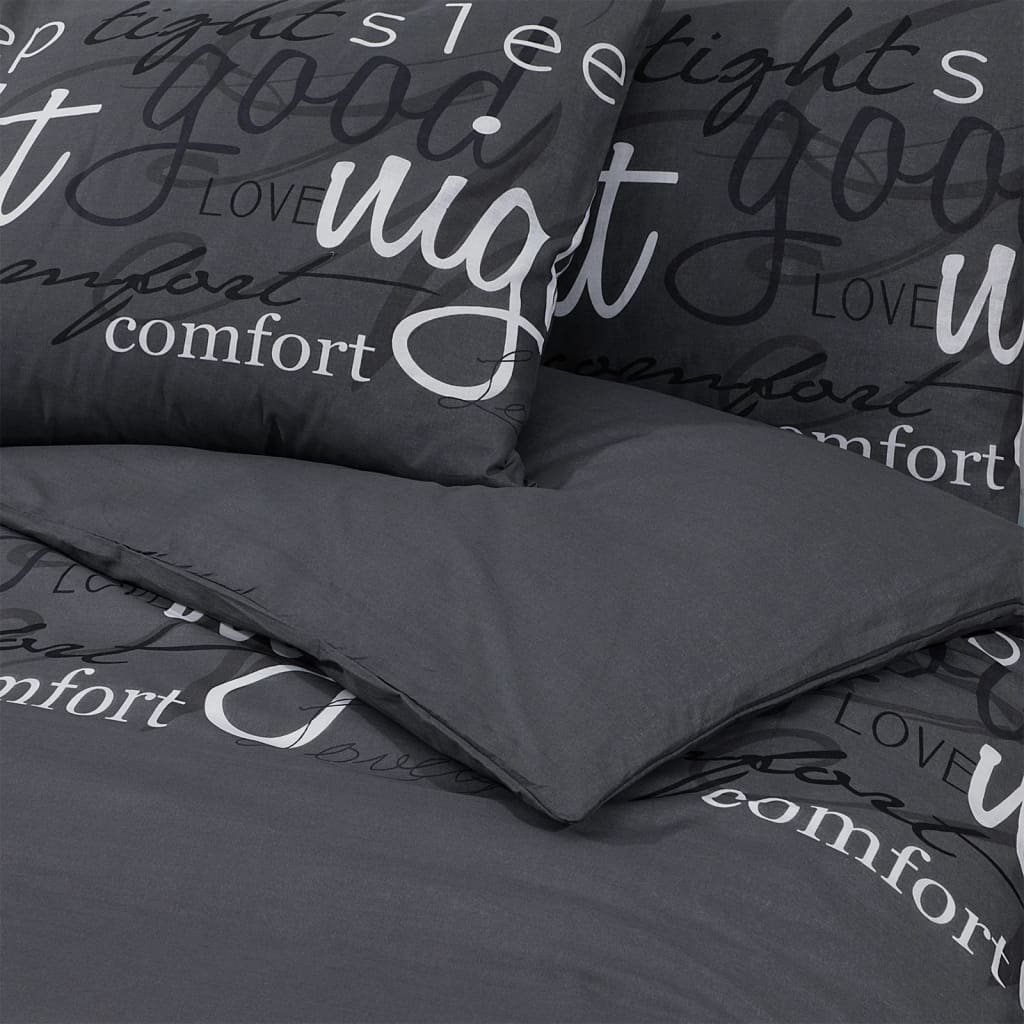 vidaXL Duvet Cover Set Black 155x220 cm Cotton