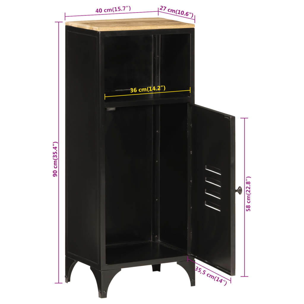 vidaXL Bathroom Cabinet 40x27x90 cm Iron and Solid Wood Mango