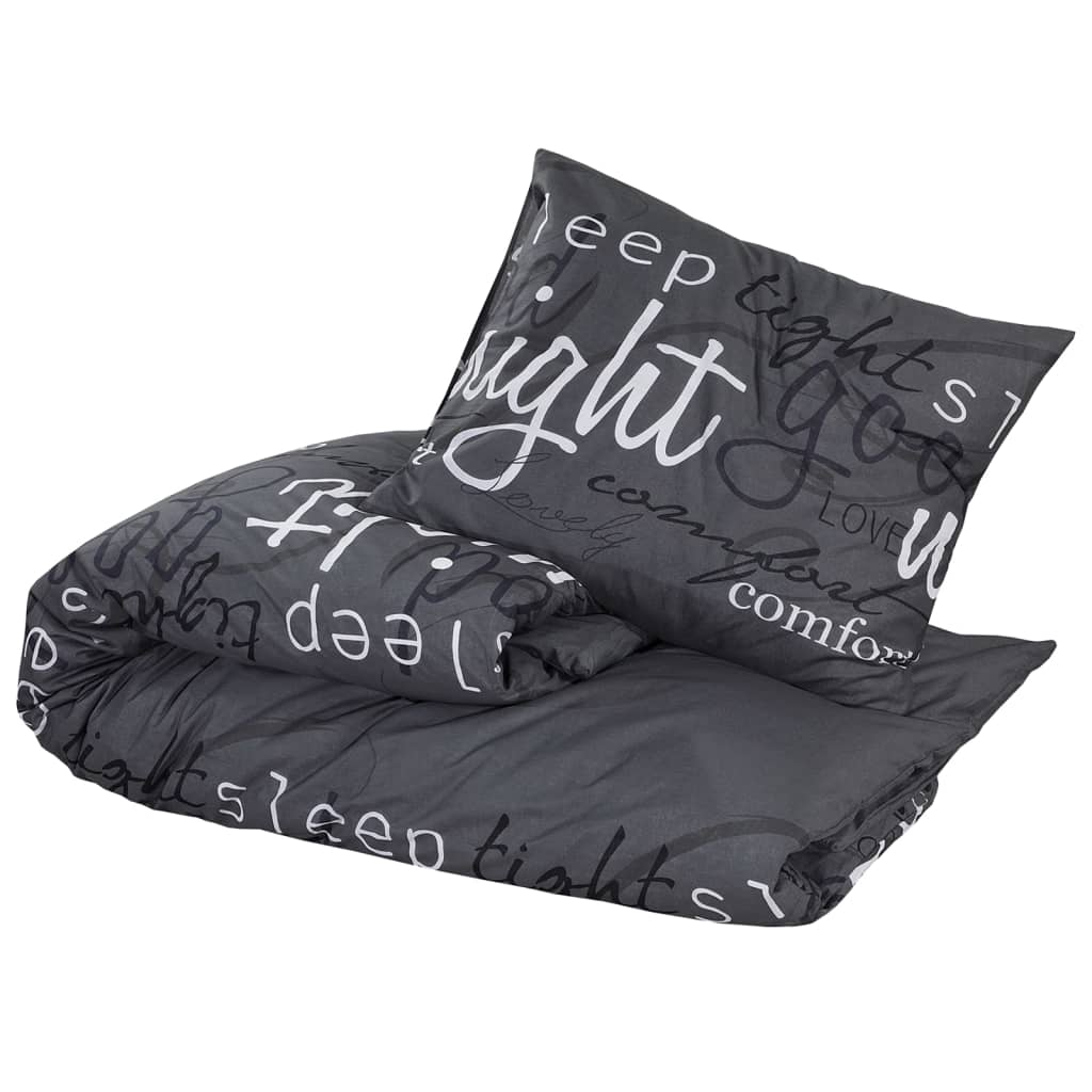 vidaXL Duvet Cover Set Black 135x200 cm Cotton