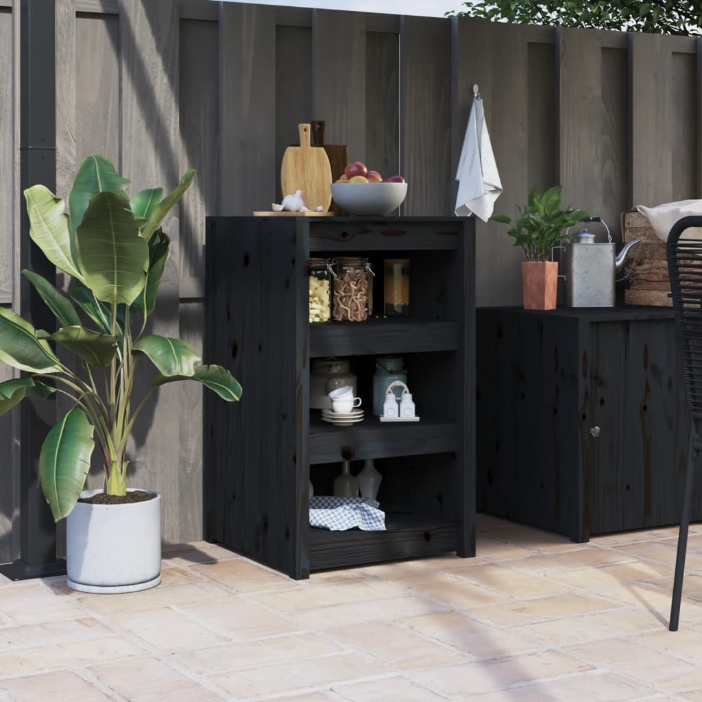 vidaXL Outdoor Kitchen Cabinet Black 55x55x92 cm Solid Wood Pine