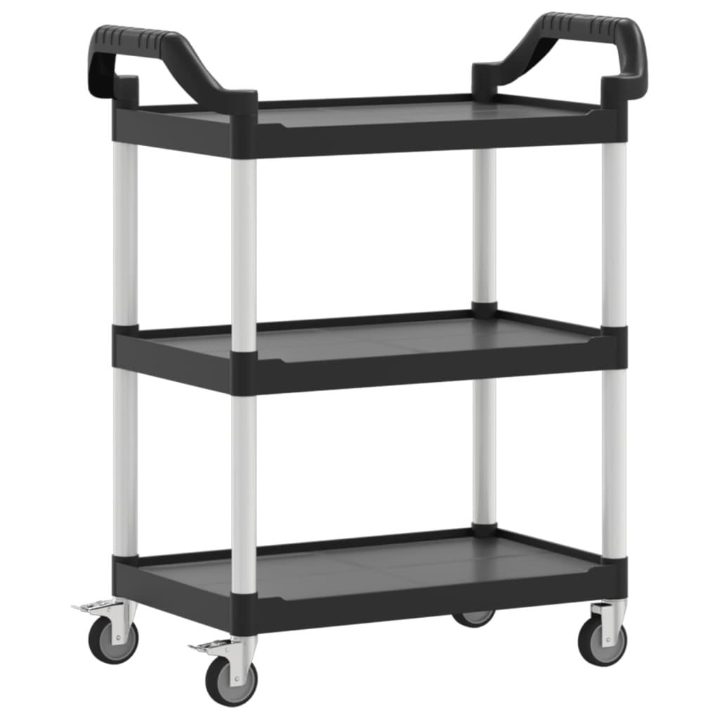 vidaXL 3-Tier Trolley Black 81x41x92 cm Aluminium