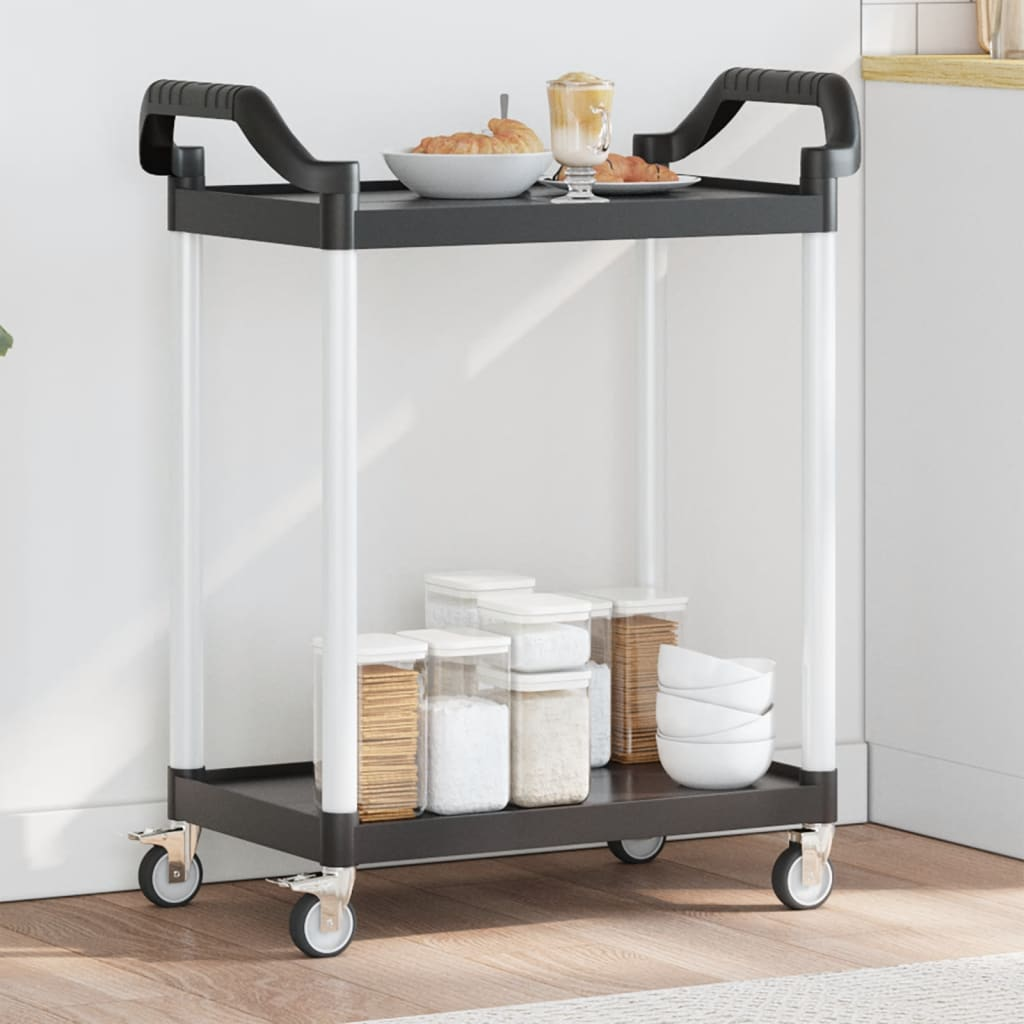 vidaXL 2-Tier Trolley Black 81x41x92 cm Aluminium