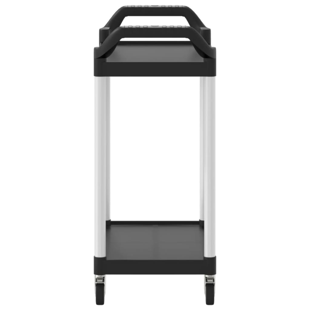 vidaXL 2-Tier Trolley Black 81x41x92 cm Aluminium