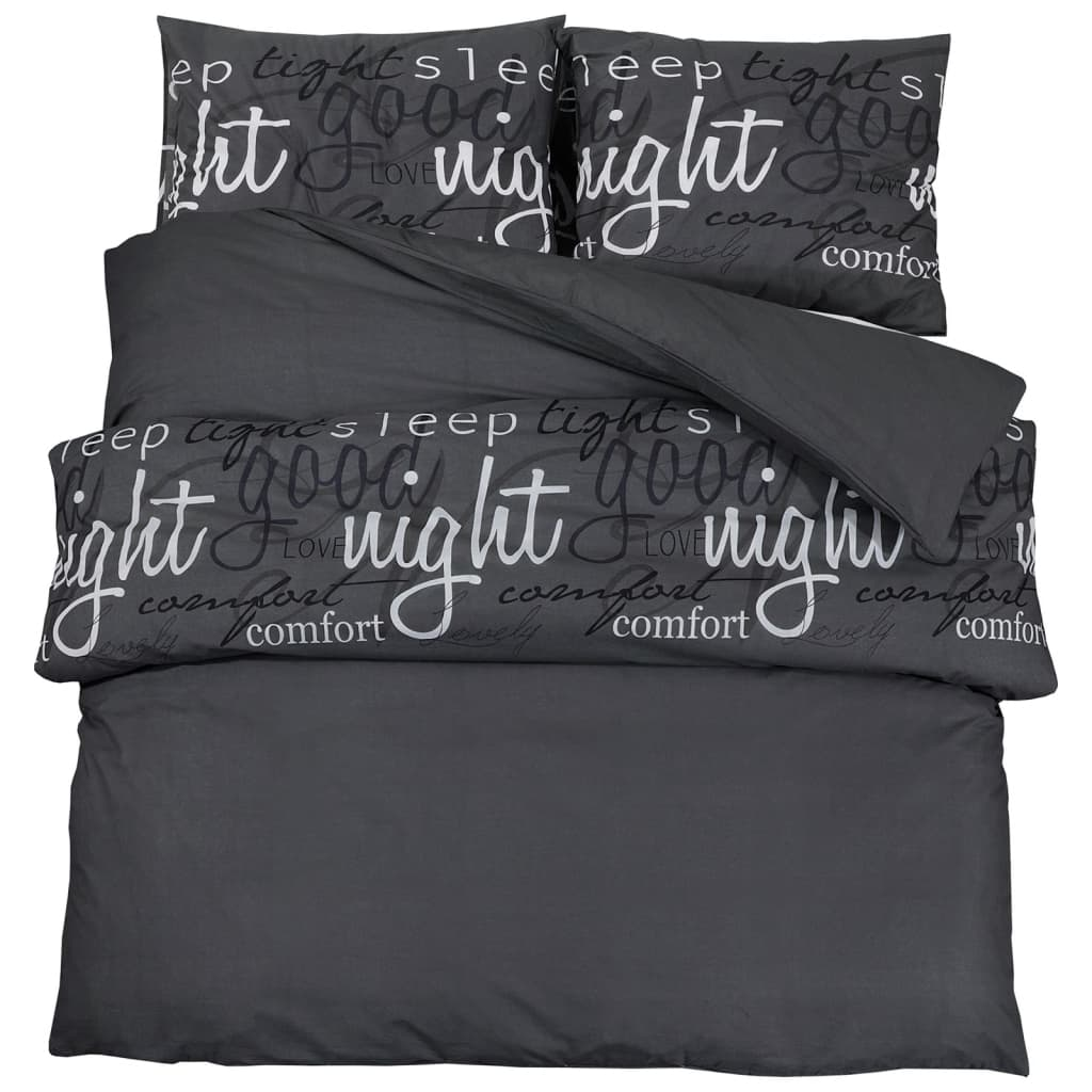 vidaXL Duvet Cover Set Black 200x220 cm Cotton