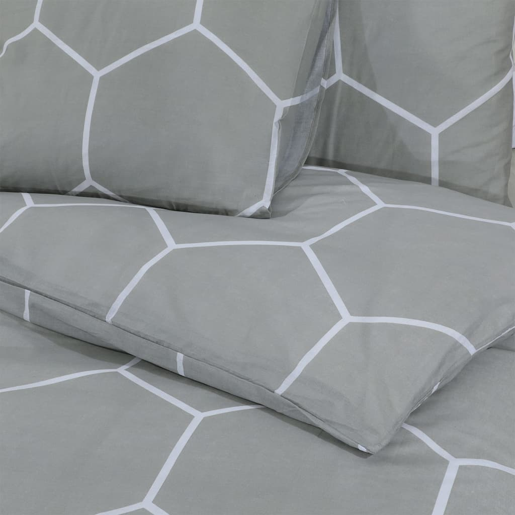 vidaXL Duvet Cover Set Grey 140x200 cm Cotton