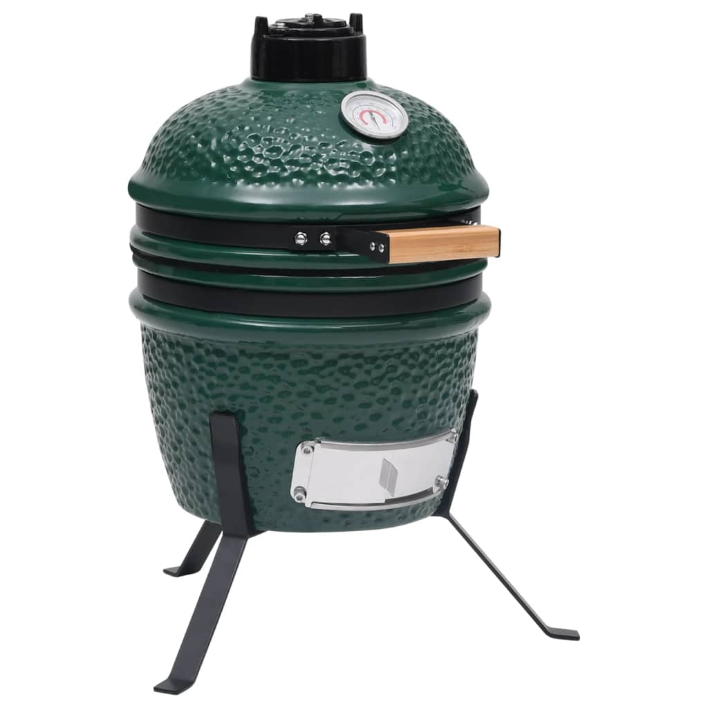 vidaXL 2-in-1 Kamado Barbecue Grill Smoker Ceramic 56 cm Green