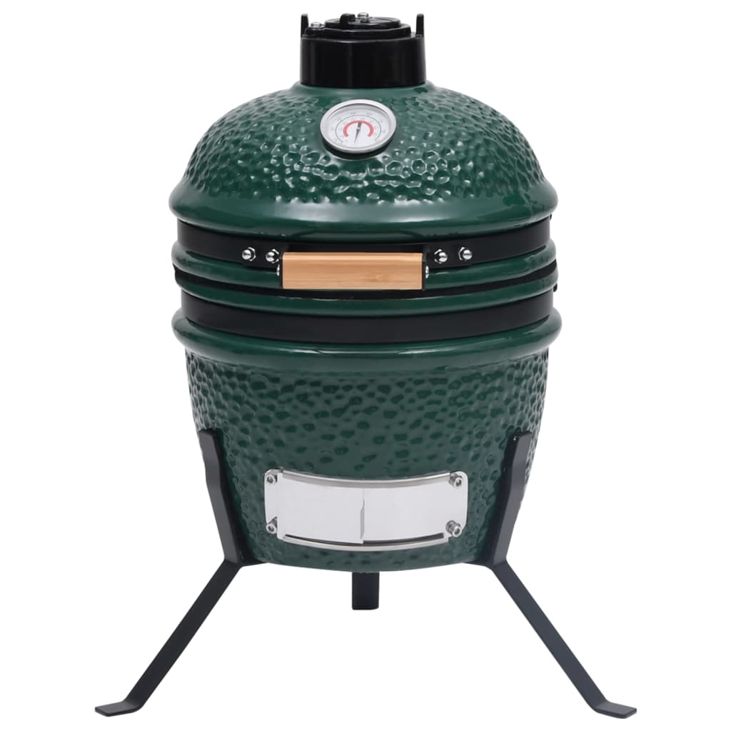 vidaXL 2-in-1 Kamado Barbecue Grill Smoker Ceramic 56 cm Green