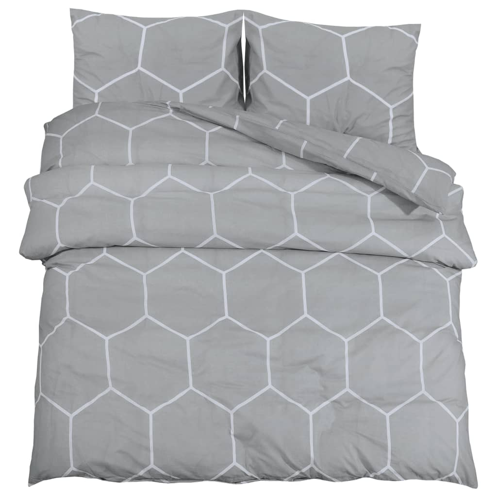 vidaXL Duvet Cover Set Grey 225x220 cm Cotton