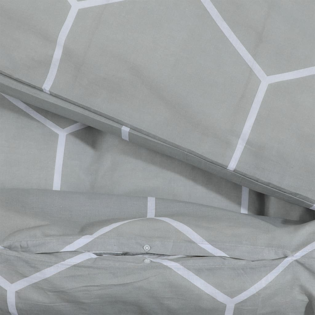 vidaXL Duvet Cover Set Grey 225x220 cm Cotton