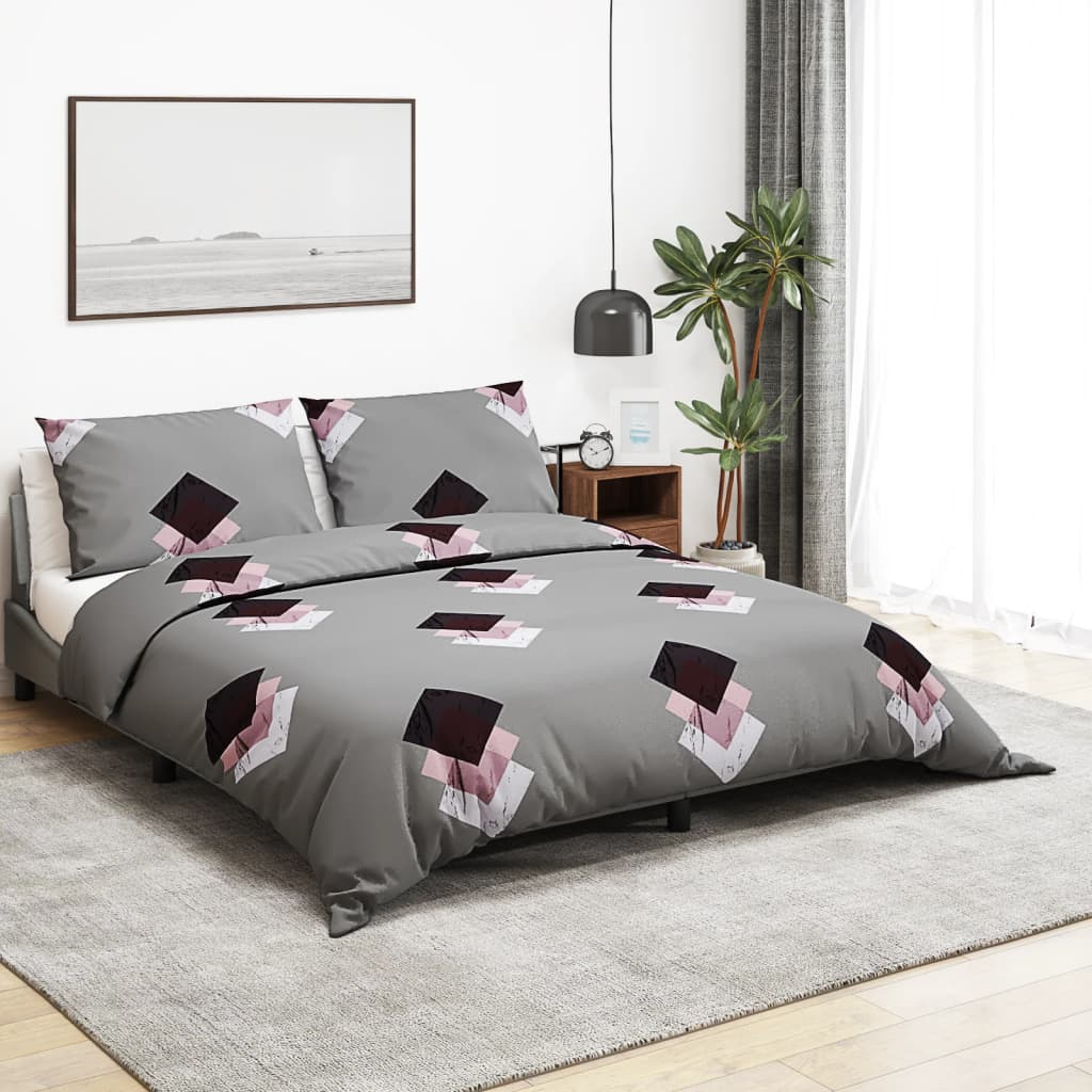 vidaXL Duvet Cover Set Grey 135x200 cm Cotton