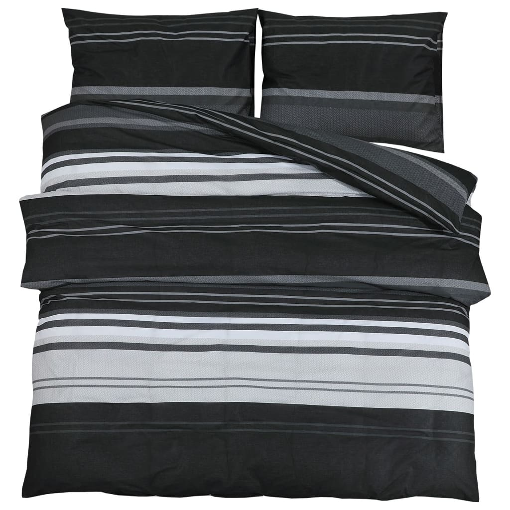 vidaXL Duvet Cover Set Black and White 140x200 cm Cotton