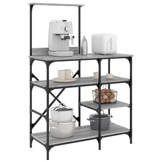 vidaXL Baker's Rack Grey Sonoma 90x40x132 cm Engineered Wood and Metal