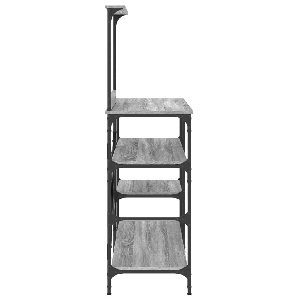 vidaXL Baker's Rack Grey Sonoma 90x40x132 cm Engineered Wood and Metal