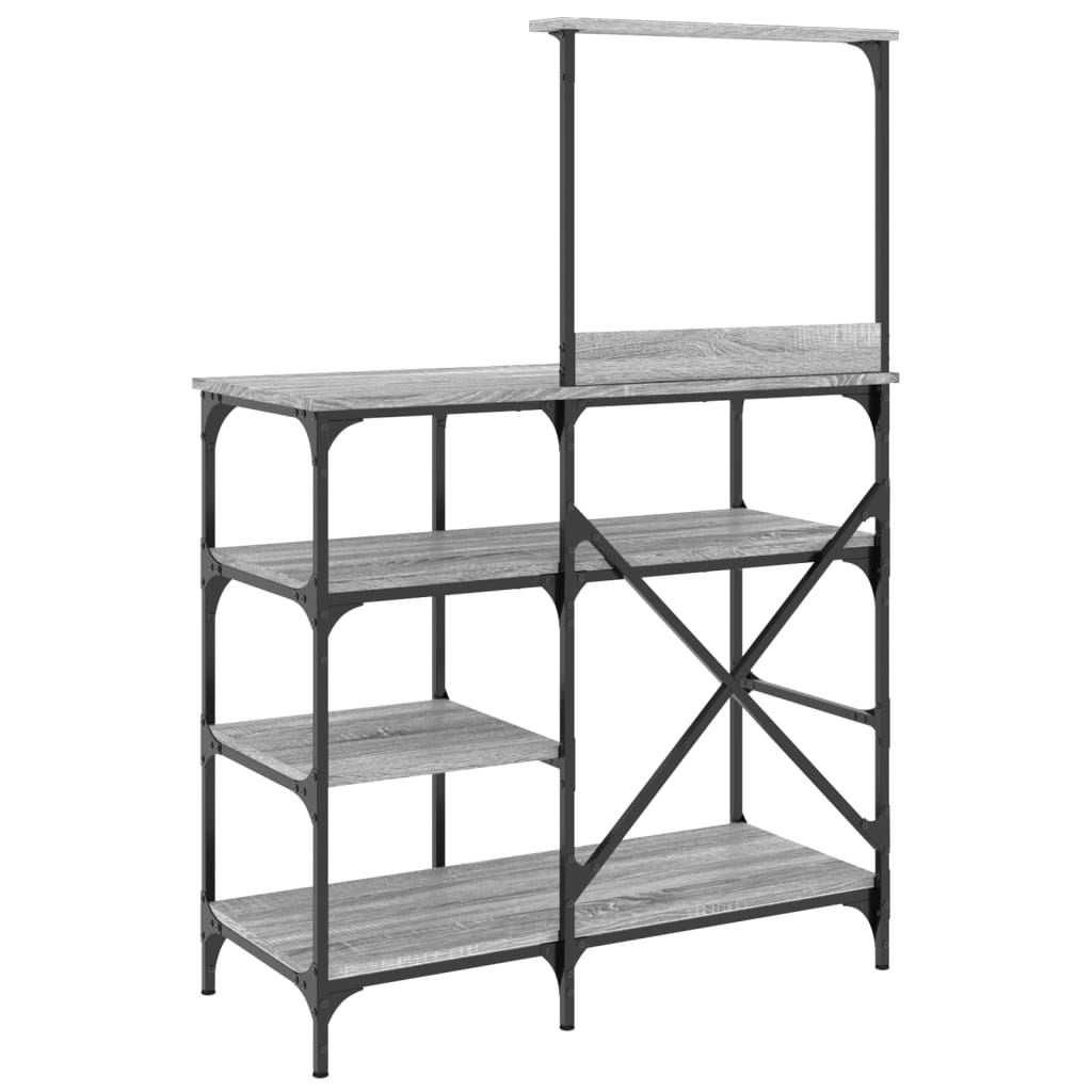 vidaXL Baker's Rack Grey Sonoma 90x40x132 cm Engineered Wood and Metal