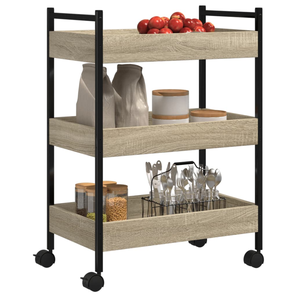 vidaXL Kitchen Trolley Sonoma Oak 50x30x70 cm Engineered Wood