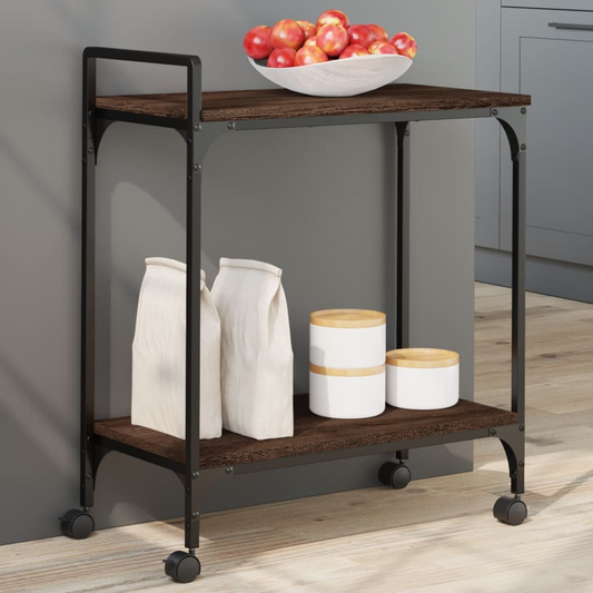 vidaXL Kitchen Trolley Brown Oak 60.5x31x72.5 cm Engineered Wood