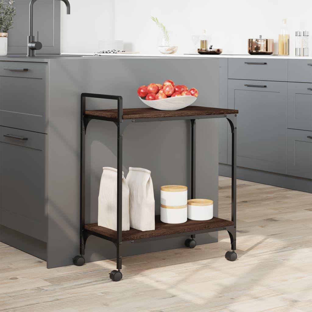 vidaXL Kitchen Trolley Brown Oak 60.5x31x72.5 cm Engineered Wood