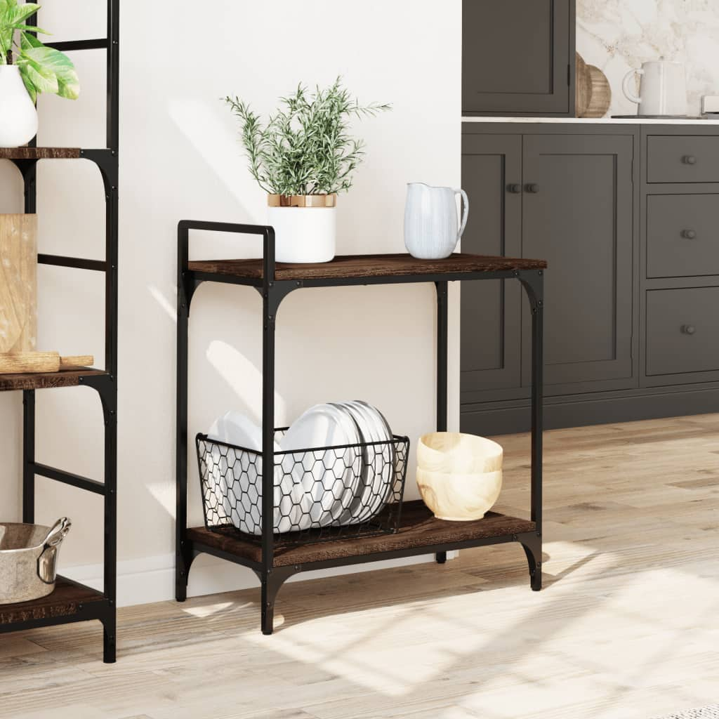 vidaXL Kitchen Trolley Brown Oak 60.5x31x72.5 cm Engineered Wood