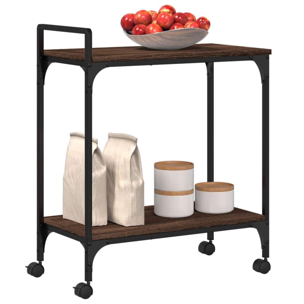 vidaXL Kitchen Trolley Brown Oak 60.5x31x72.5 cm Engineered Wood