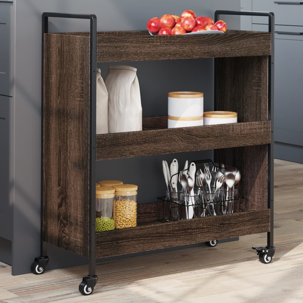 vidaXL Kitchen Trolley Brown Oak 70x30x82 cm Engineered Wood