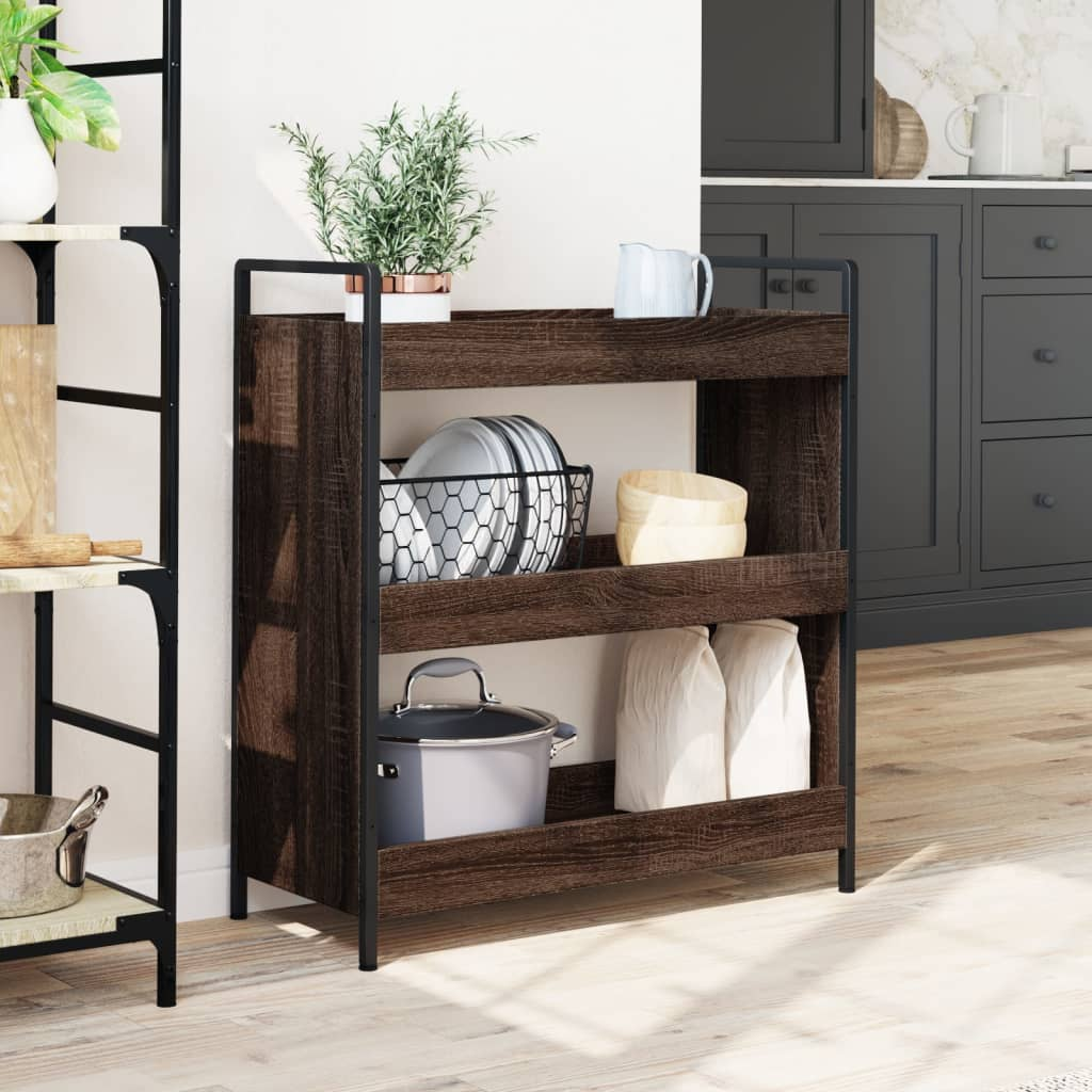 vidaXL Kitchen Trolley Brown Oak 70x30x82 cm Engineered Wood