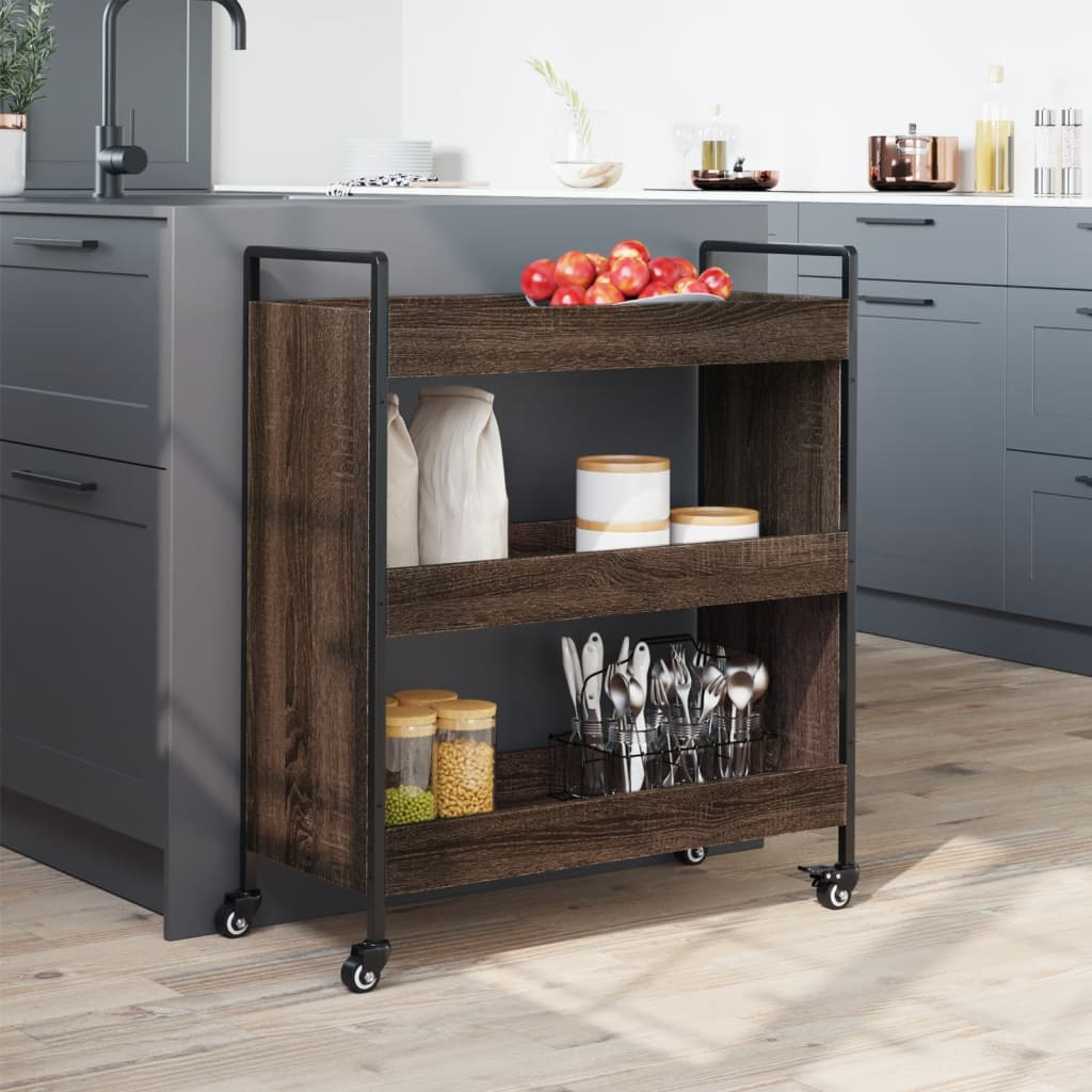 vidaXL Kitchen Trolley Brown Oak 70x30x82 cm Engineered Wood