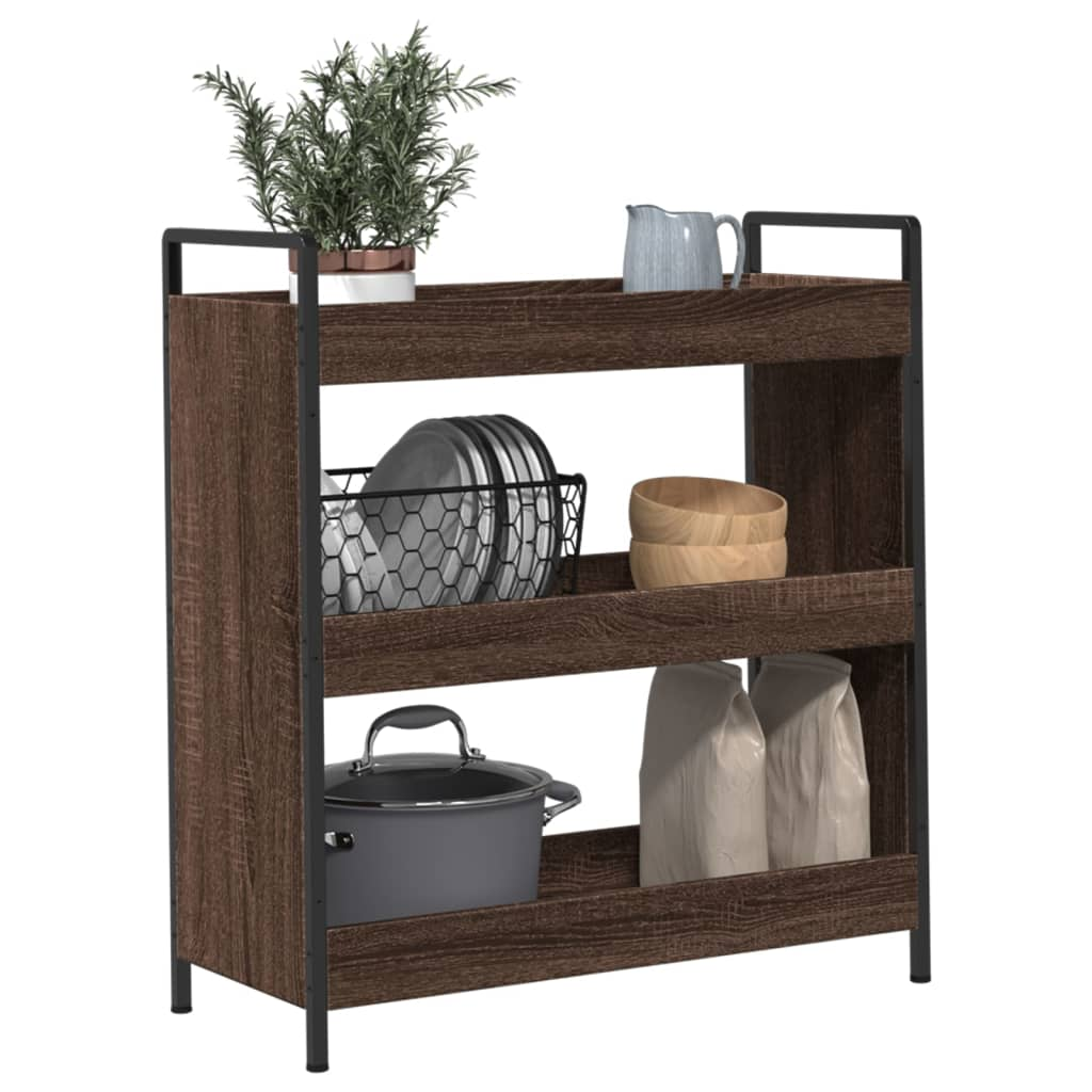 vidaXL Kitchen Trolley Brown Oak 70x30x82 cm Engineered Wood