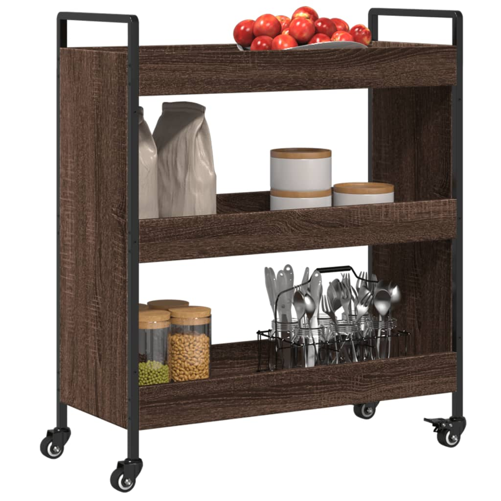 vidaXL Kitchen Trolley Brown Oak 70x30x82 cm Engineered Wood